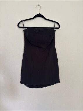 Black Strapless Mini Dress with Subtle Sparkle